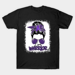 Purple Lupus Awareness Leopard Messy Bun Lupus Warrior T-Shirt